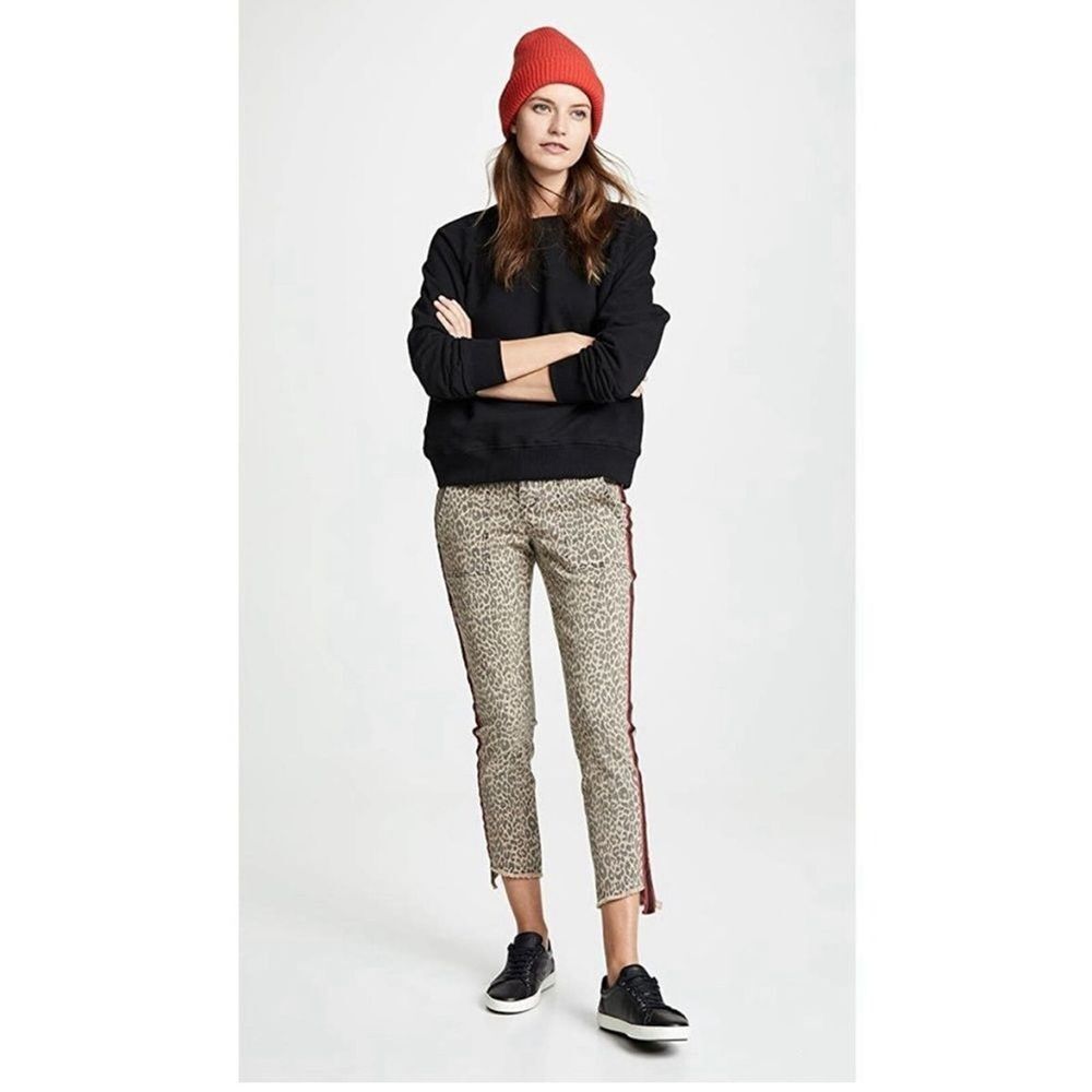 Pam & Gela Leopard Print Straight Leg Jeans